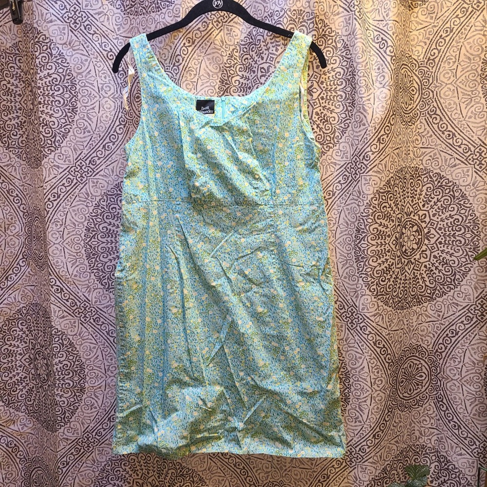 Brett‎ Alixander Floral Mini Dress Womens 18 Blue Green Y2K Form Fitting USA